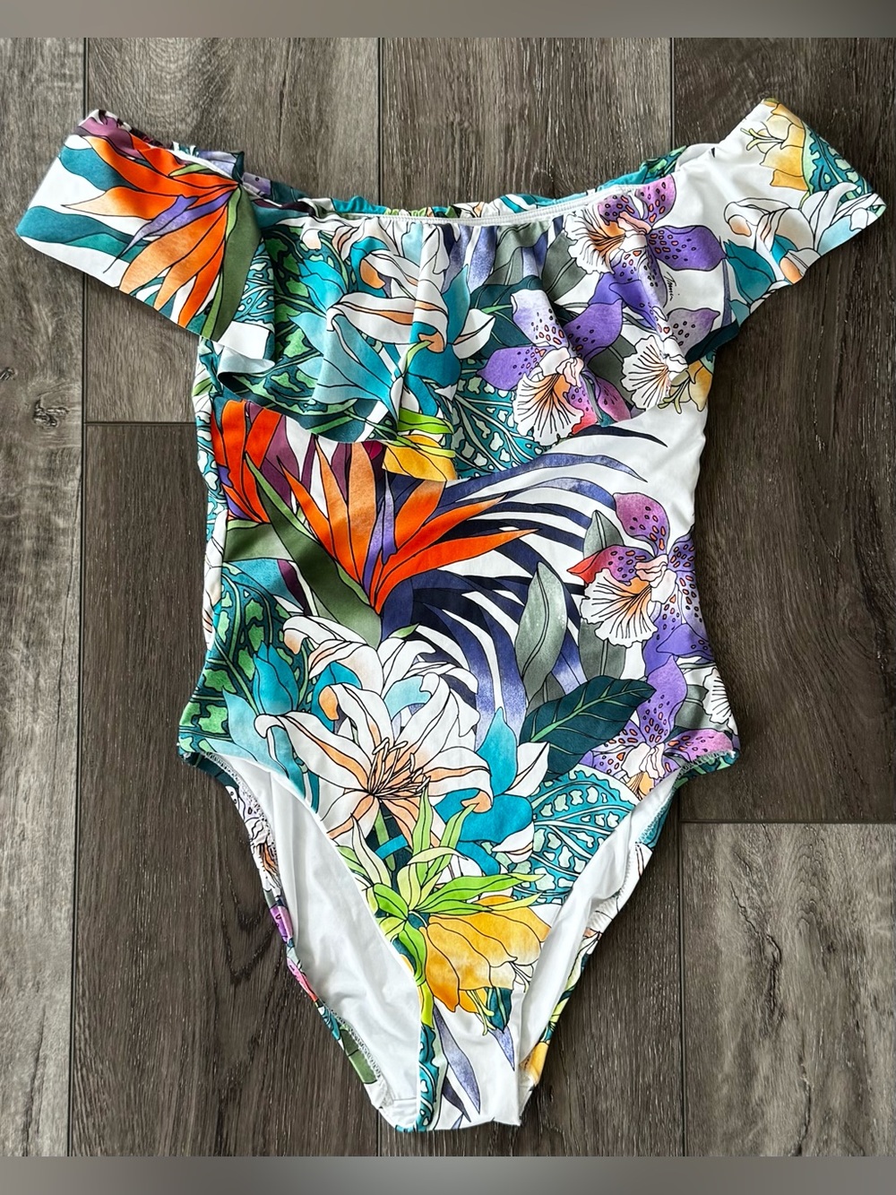 NWT Trina Turk Women’s 8 Amazonia Off-Shoulder One-Piece Swimsuit Bathing Suit
